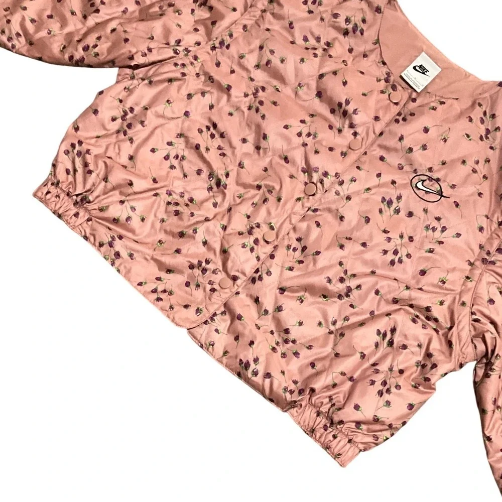 Nike Icon Clash‎ Cropped Floral Convertible Vest Jacket Quilted Snap Womens L